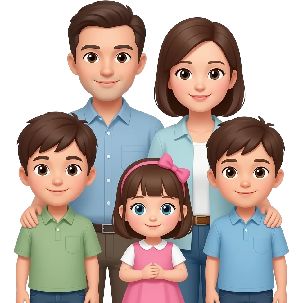 parents with two old boys and a baby girl emoji