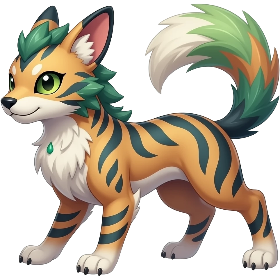 Tribal-patterned aesthetic quadrupedal elegant oriental feral painted Litten-Luxray-Sprigatito-Furret-Sylveon-animal-Fakémon-fusion-hybrid-creature emoji