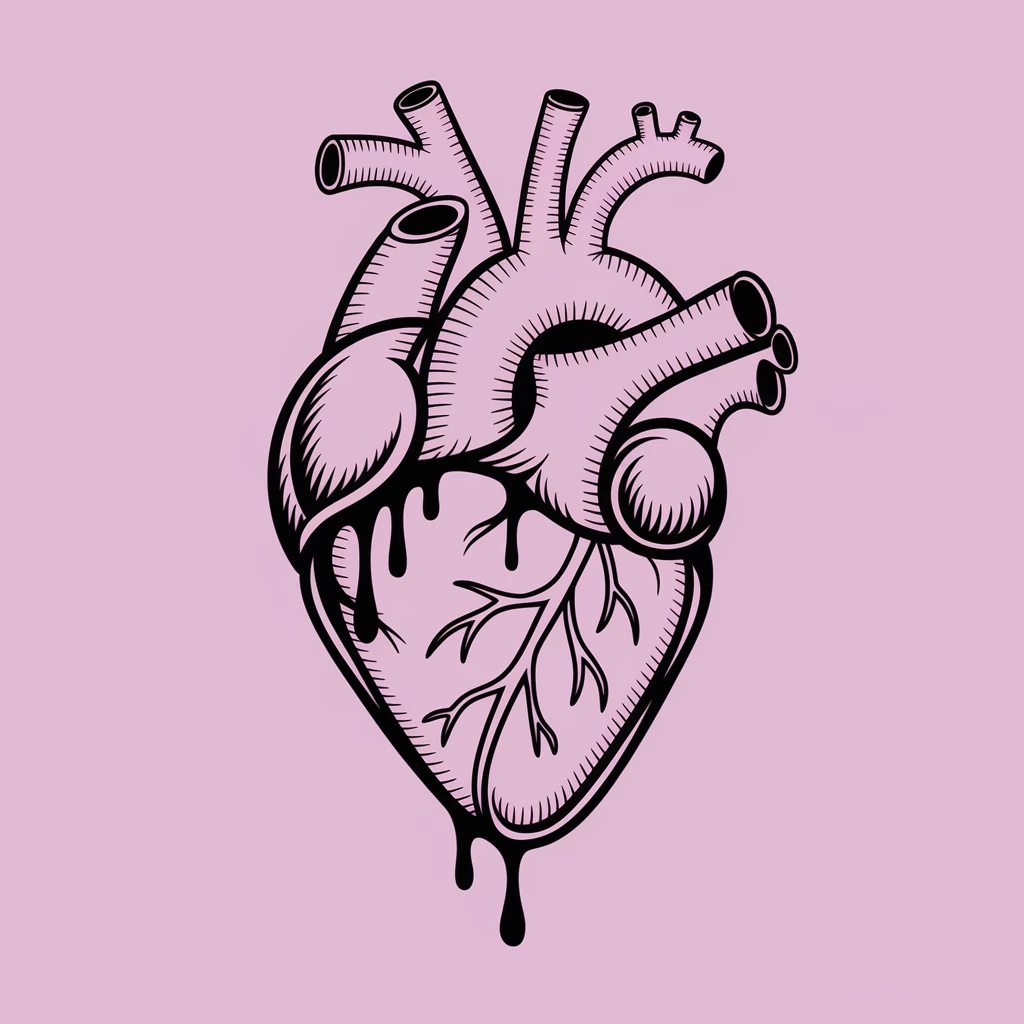 gothic heart with dripping black paint emoji