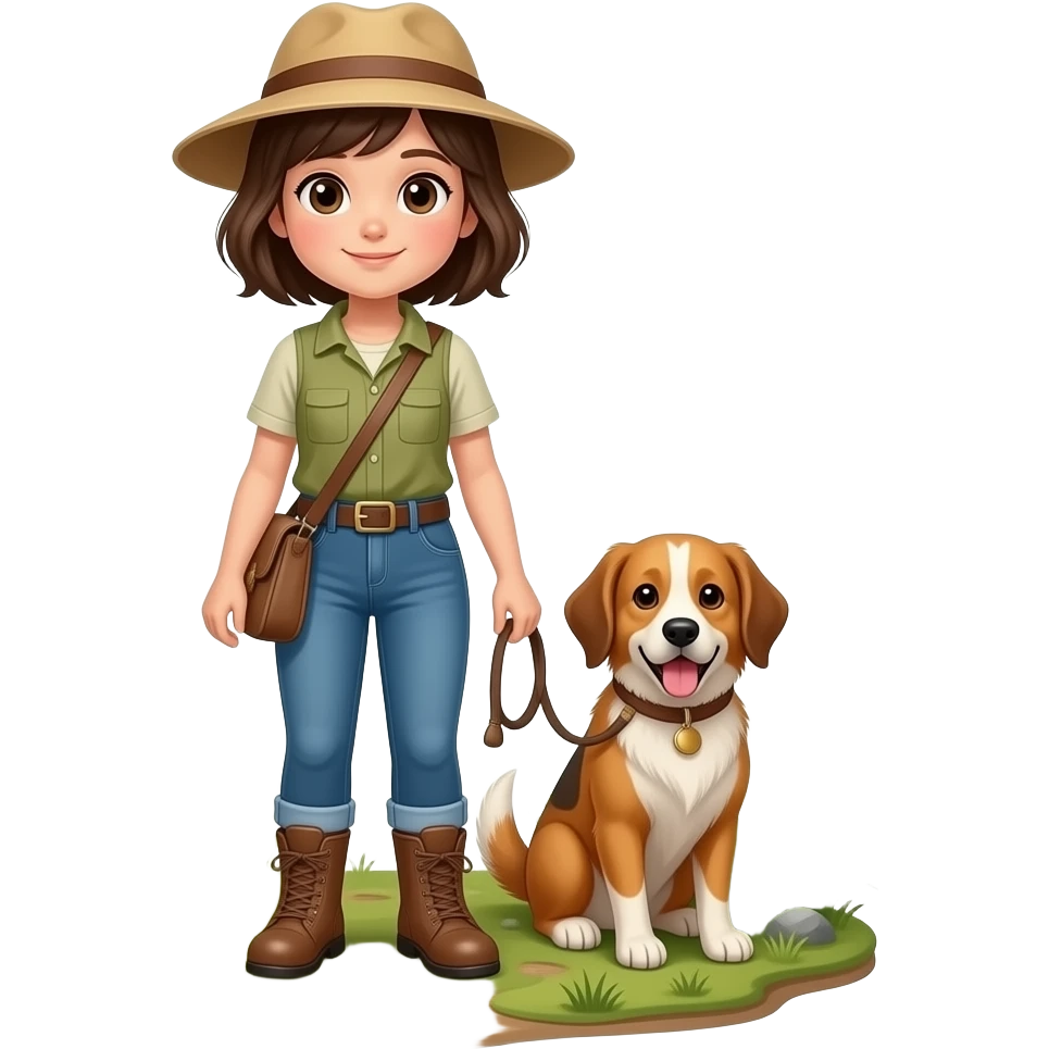 girl in wilderness with dog emoji