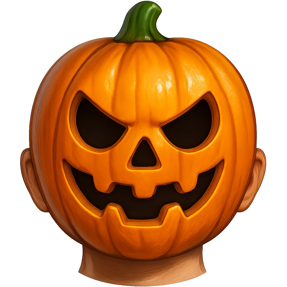 face with orange pumpkin mask emoji, digital illustration emoji