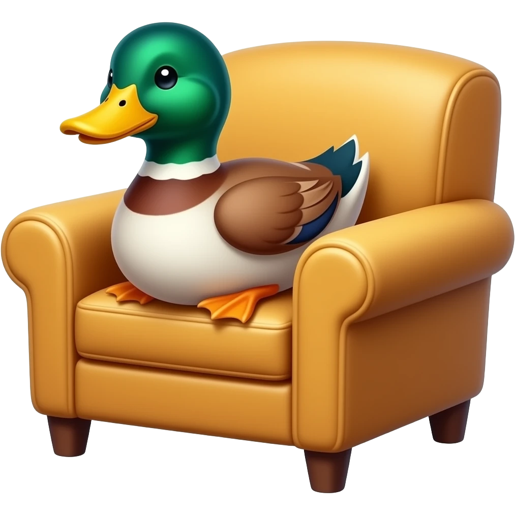 an armchair riding a duck emoji