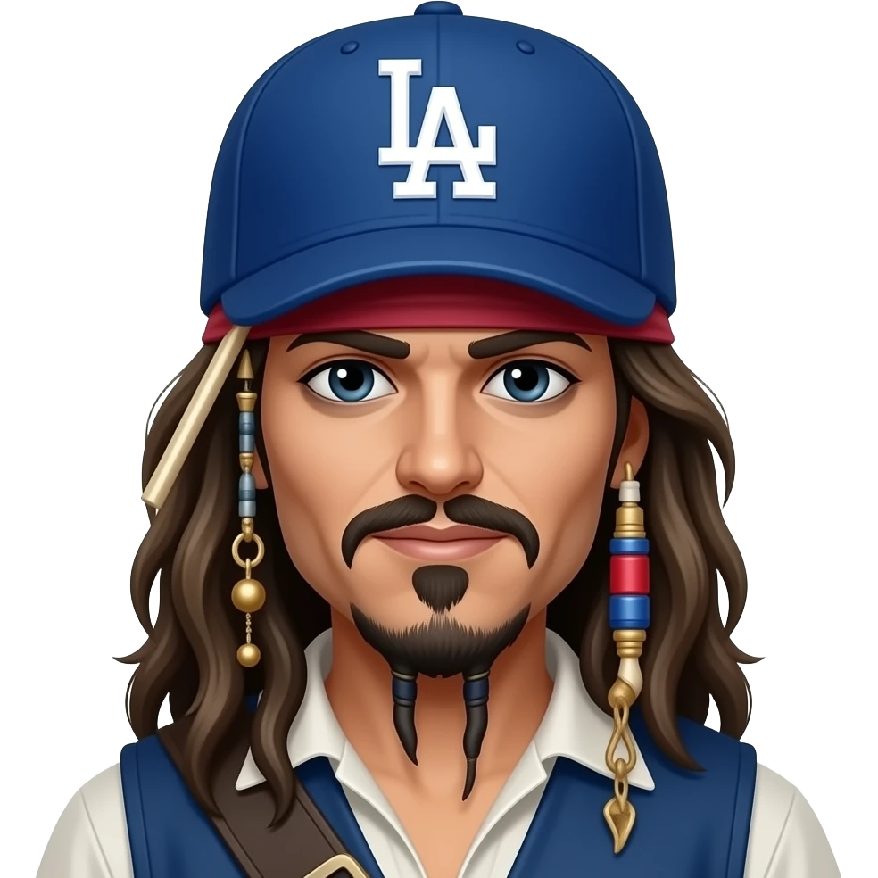 Captian Jack Sparrow wearing a LA Dodgers hat emoji