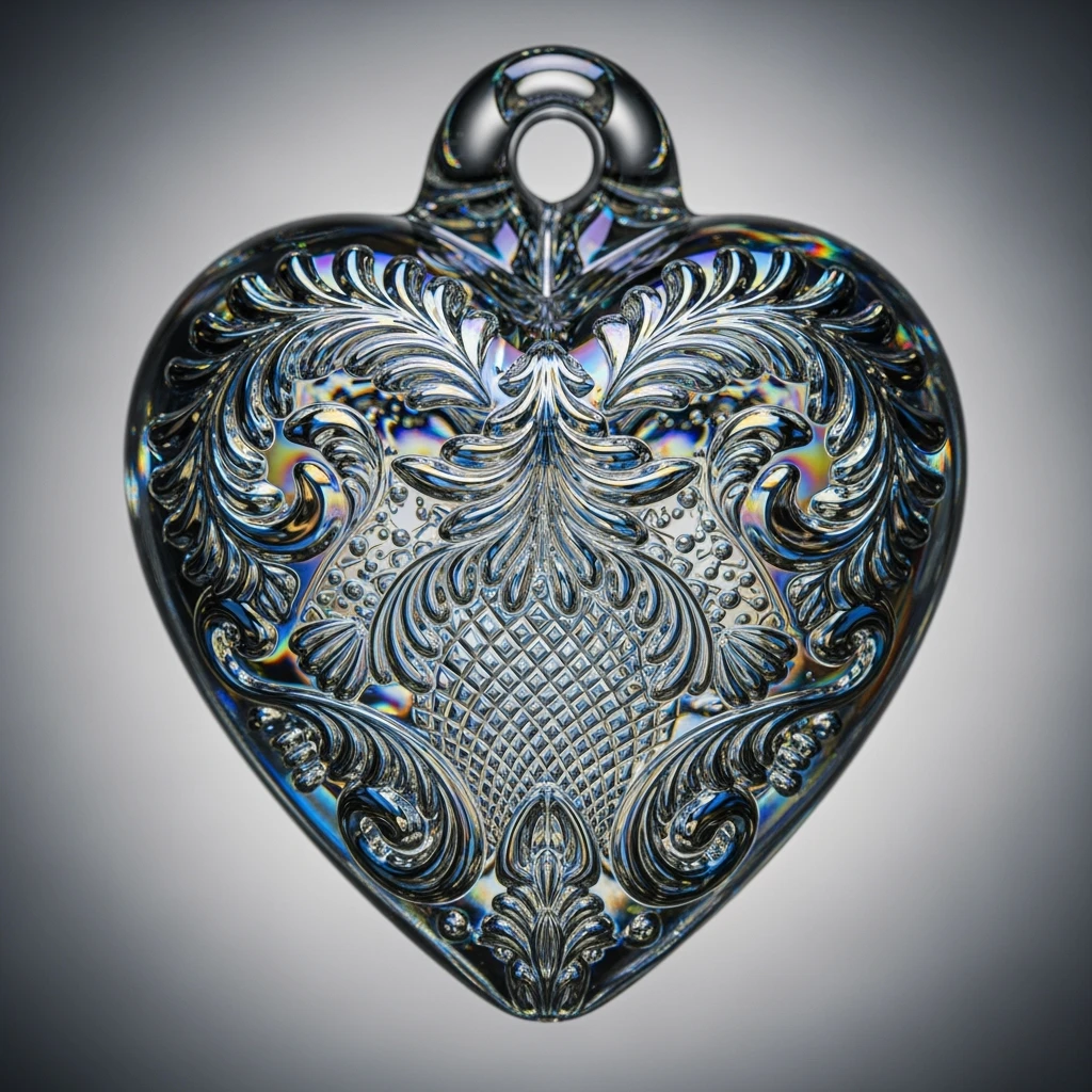 heart made of glass, ultra detailed emoji