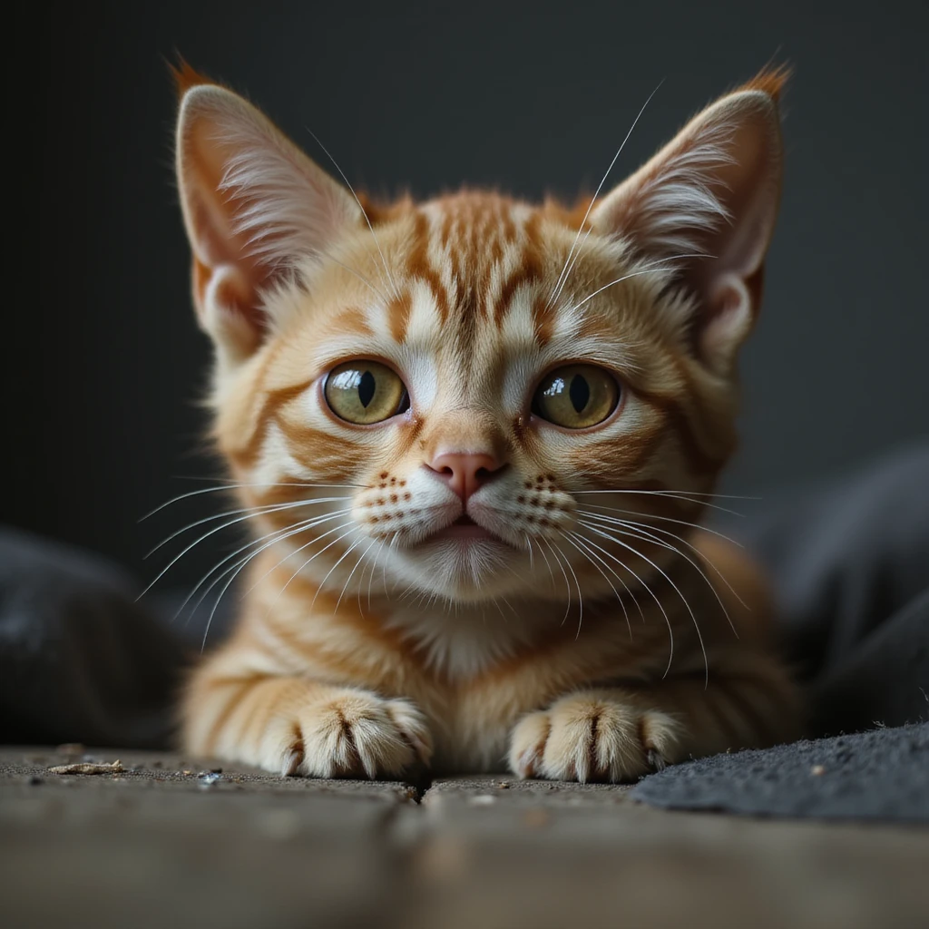 sad cat with a tear, realistic style emoji
