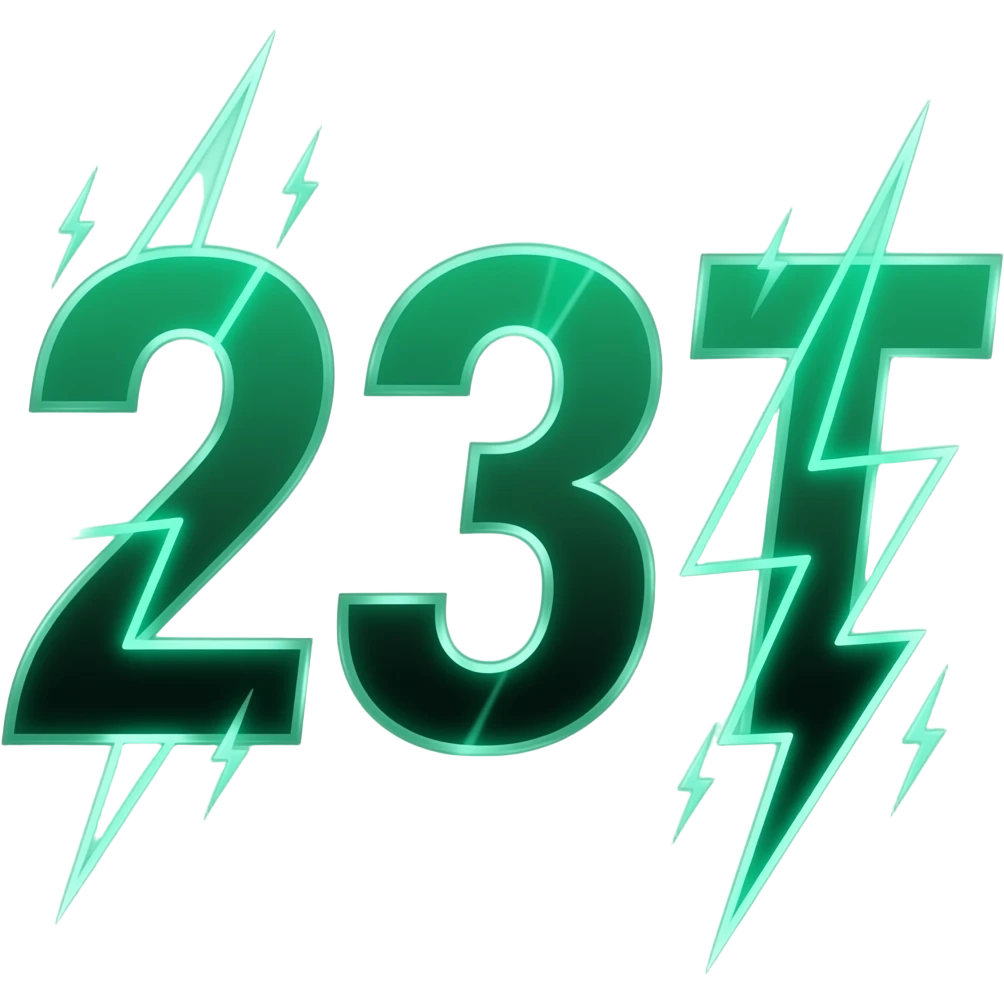 23T in neon green and black for racing numbers and lightening bolts emoji