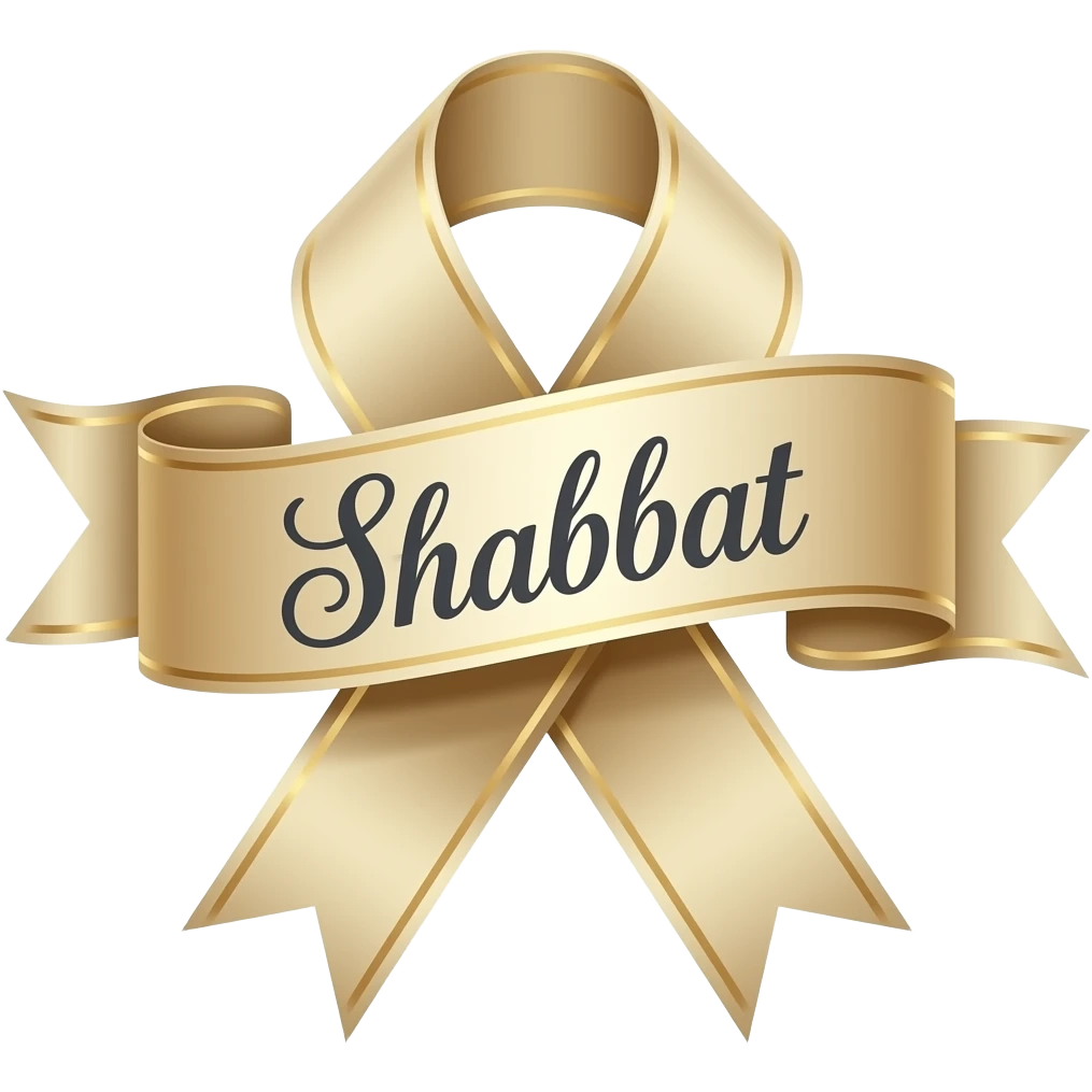 An image of a ribbon with 'Shabbat' written on it" emoji