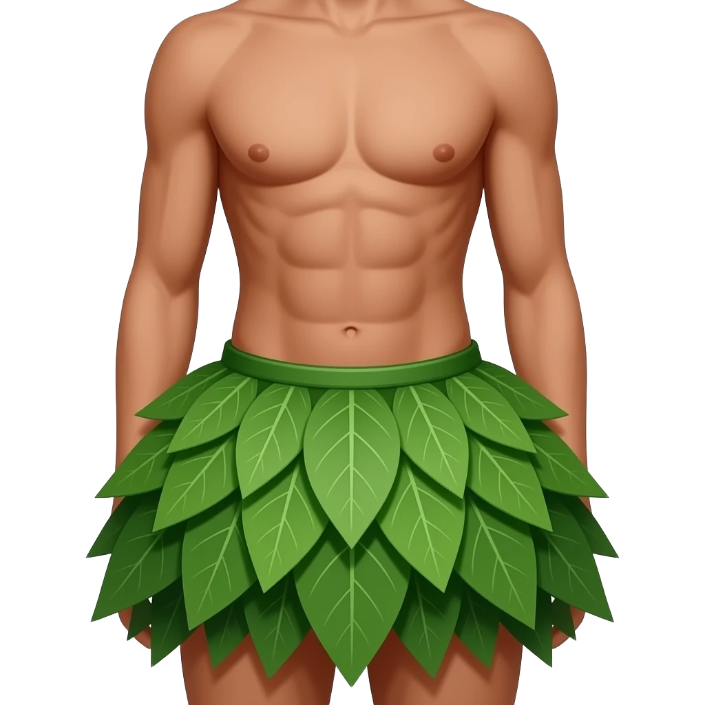 please update to be a full body image with a leaf skirt emoji