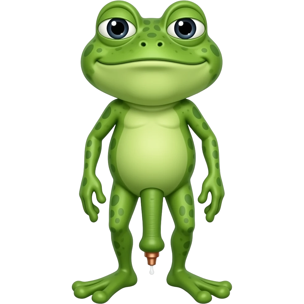 pepe the frog meme naked standing with his big long green penis copper tip hanging out standing full body cartoon meme pepe the frog emoji