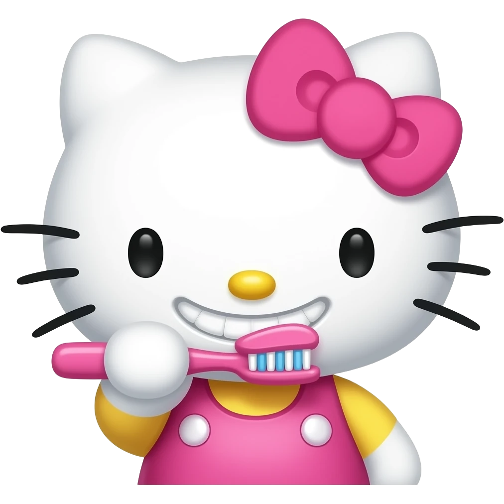 hello kitty brushing teeth emoji