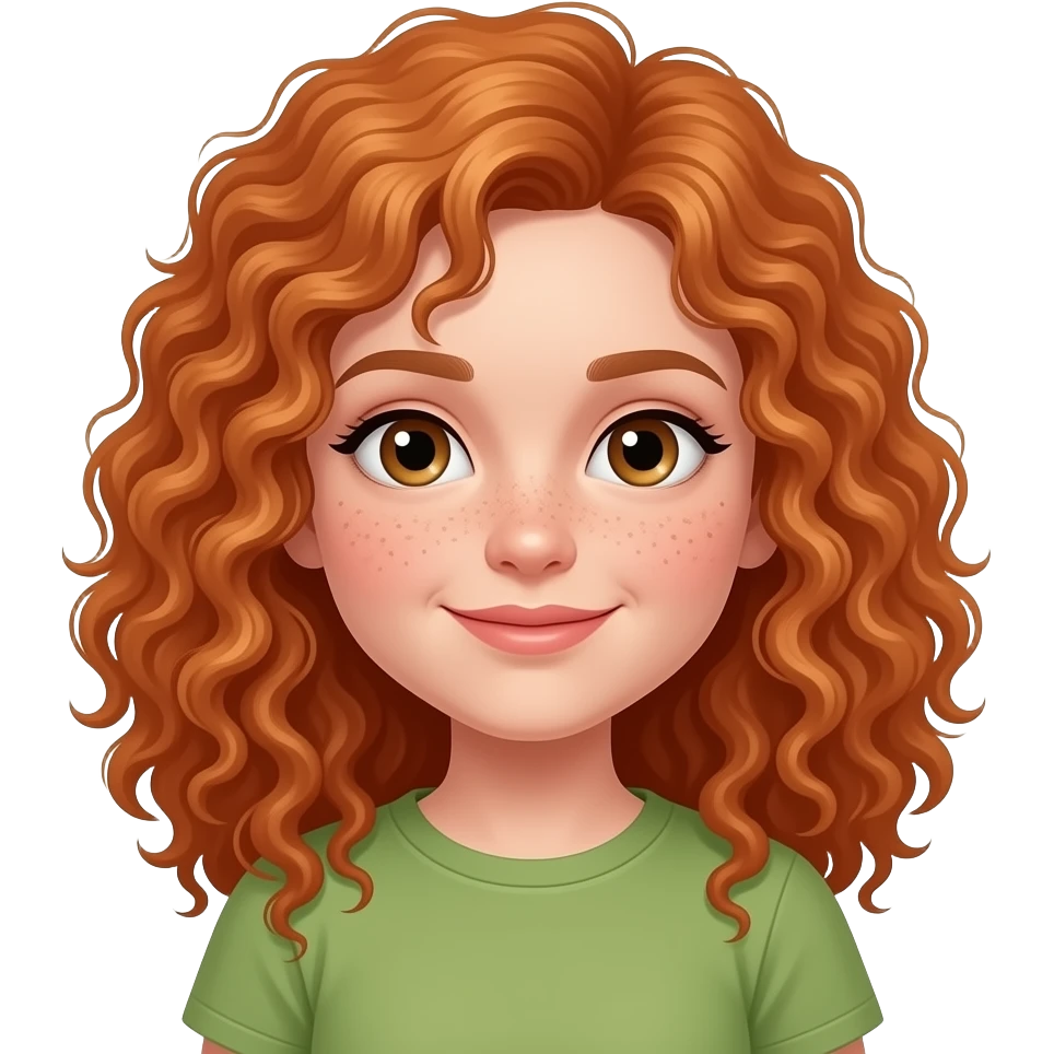Fille rousse bouclés tâches de rousseur Cricket emoji