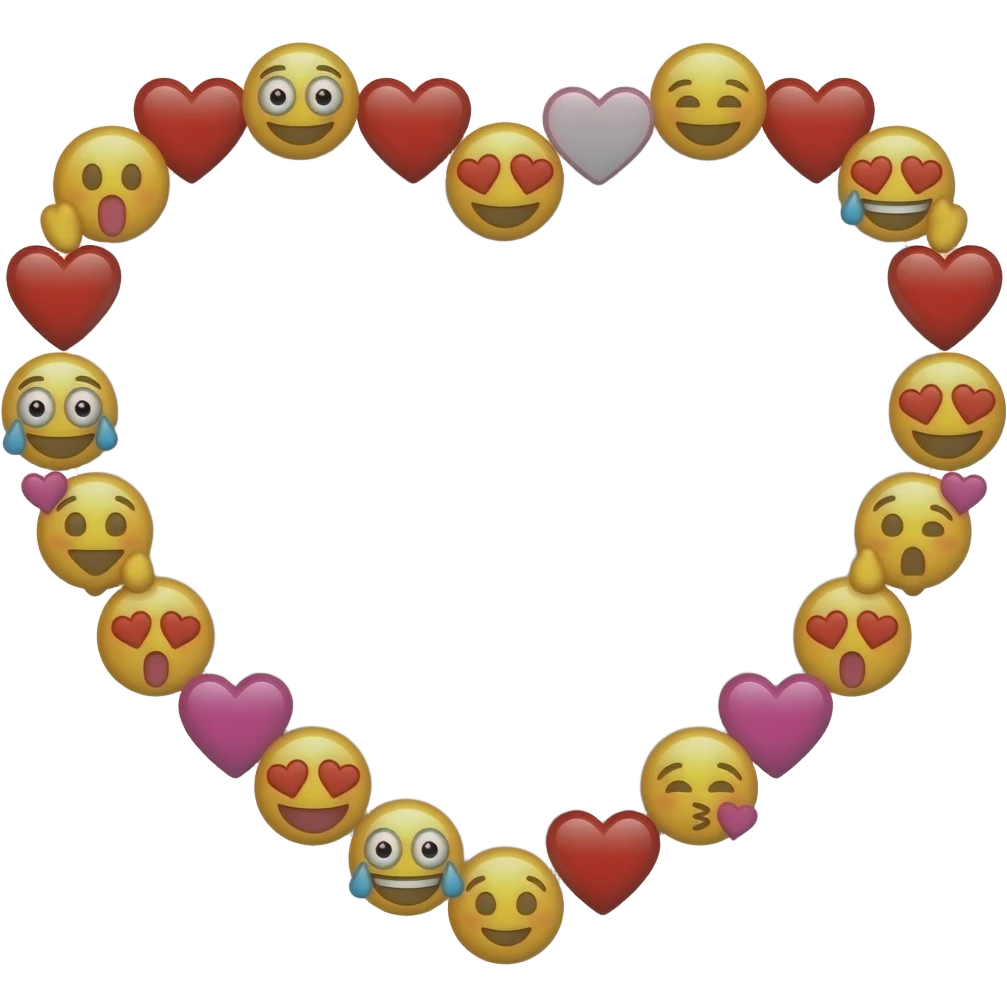 crea una cornice a forma cuore fatto con queste emoji 💖💗💞🩷💝💓💕💘 emoji
