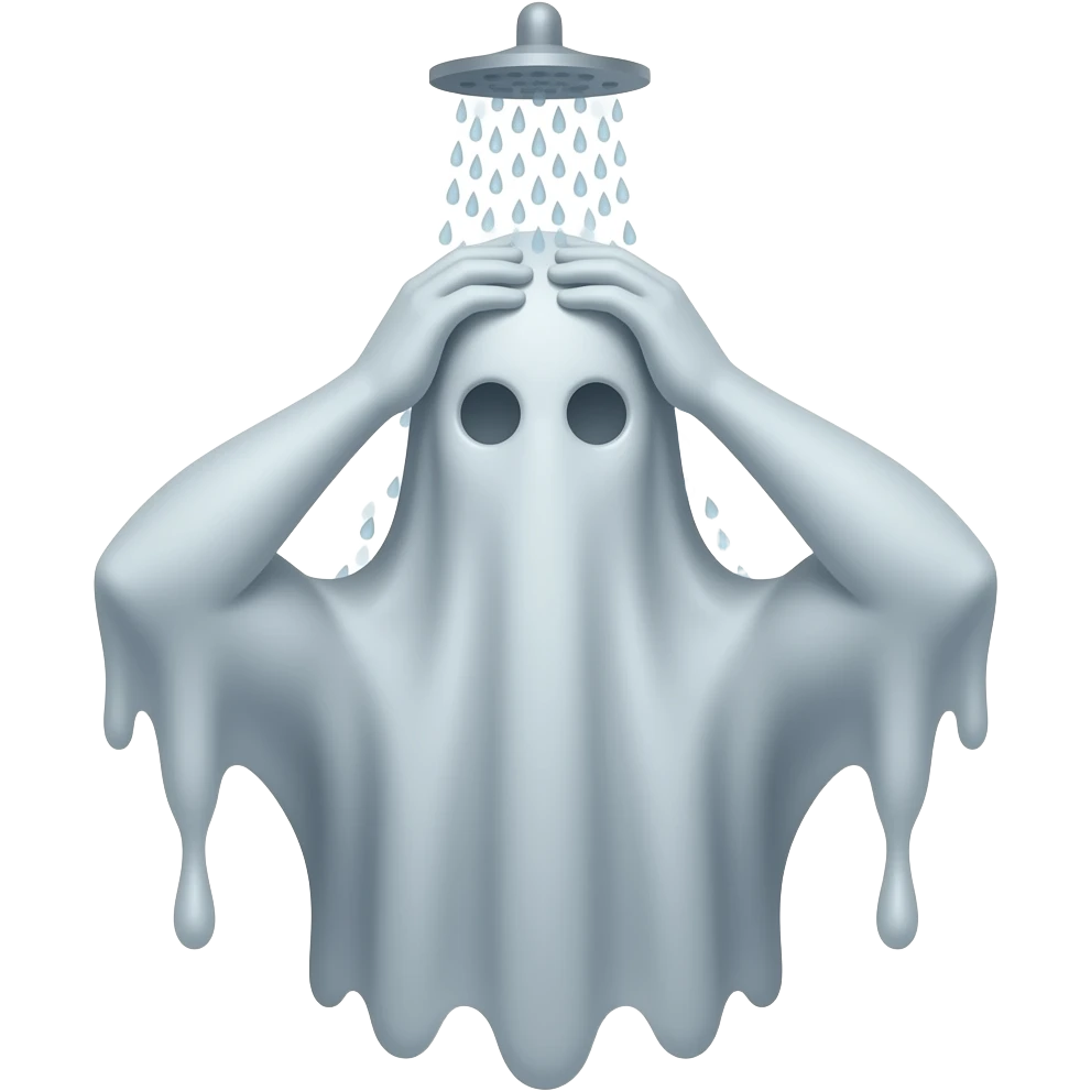 Un homme fantôme plein de poussière prend sa douche emoji