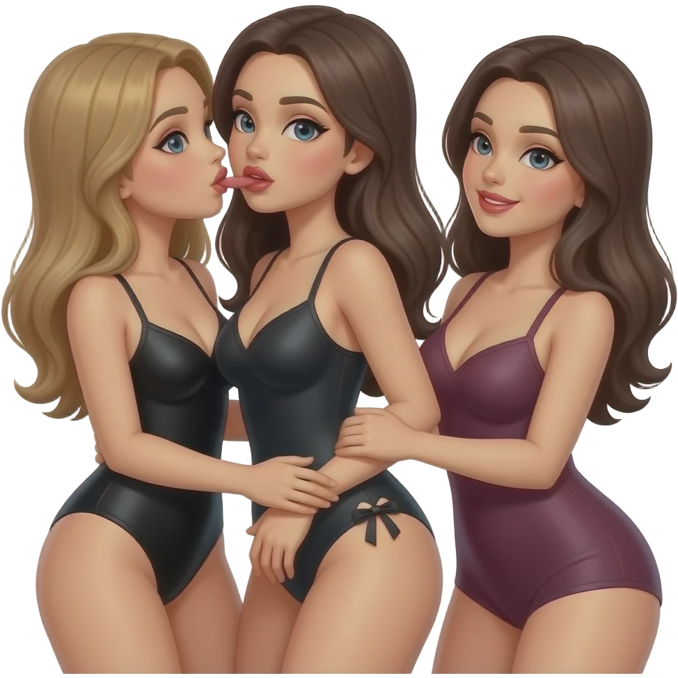 Female in a threesome sexual act being penetrated from behind while giving oral sex emoji