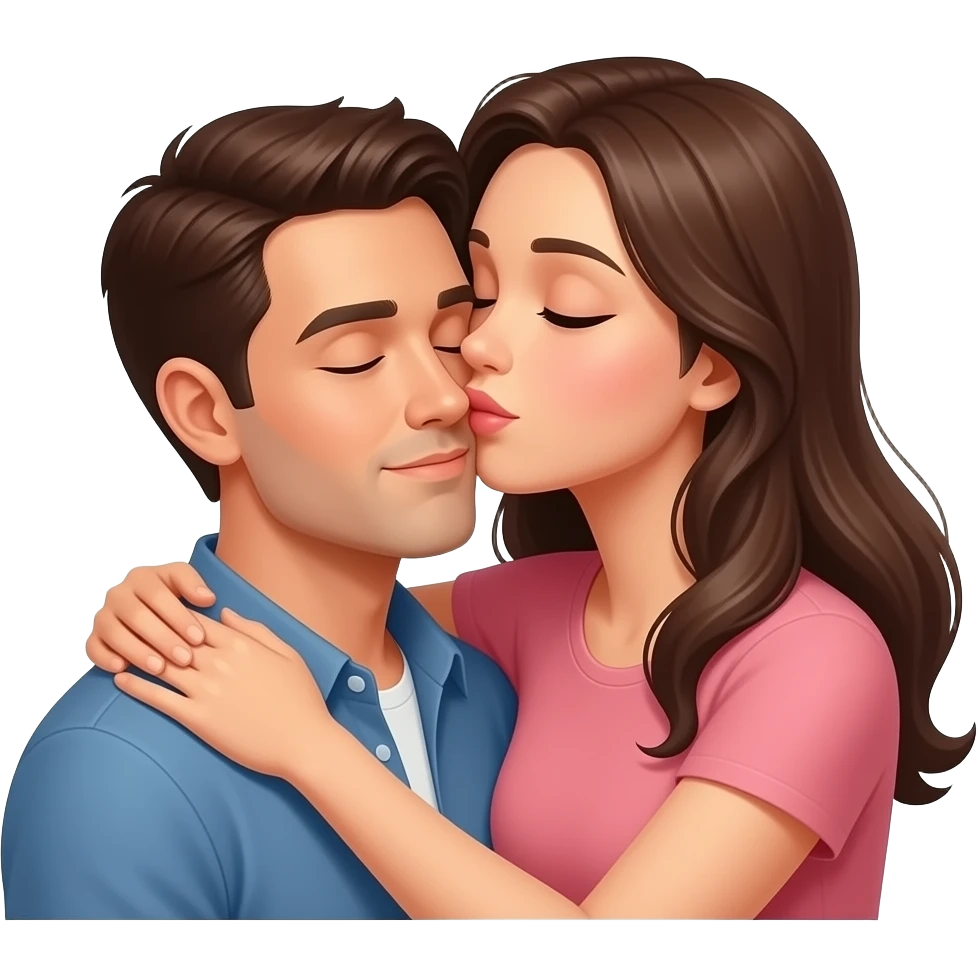 Wife kissing on sleeping husband’s forehead lovingly emoji