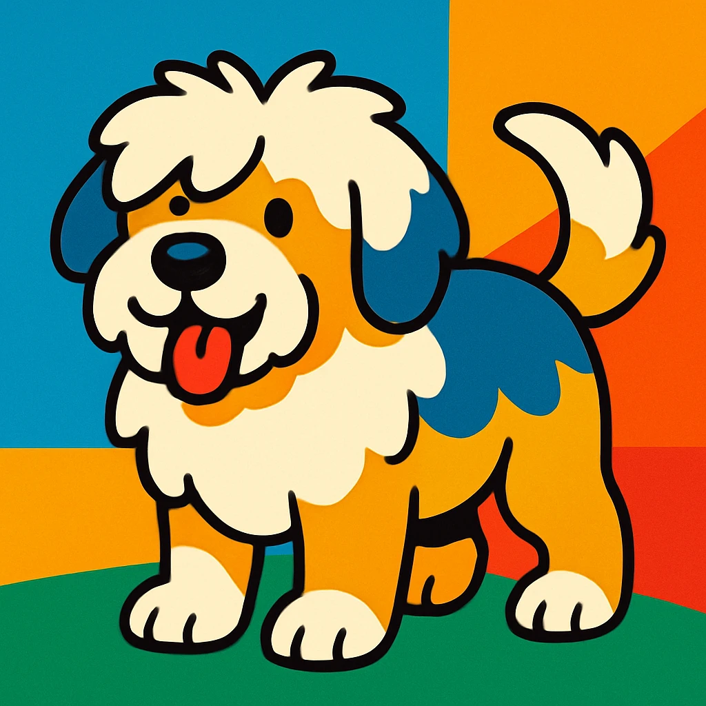sheep dog vibrant cartoon style emoji