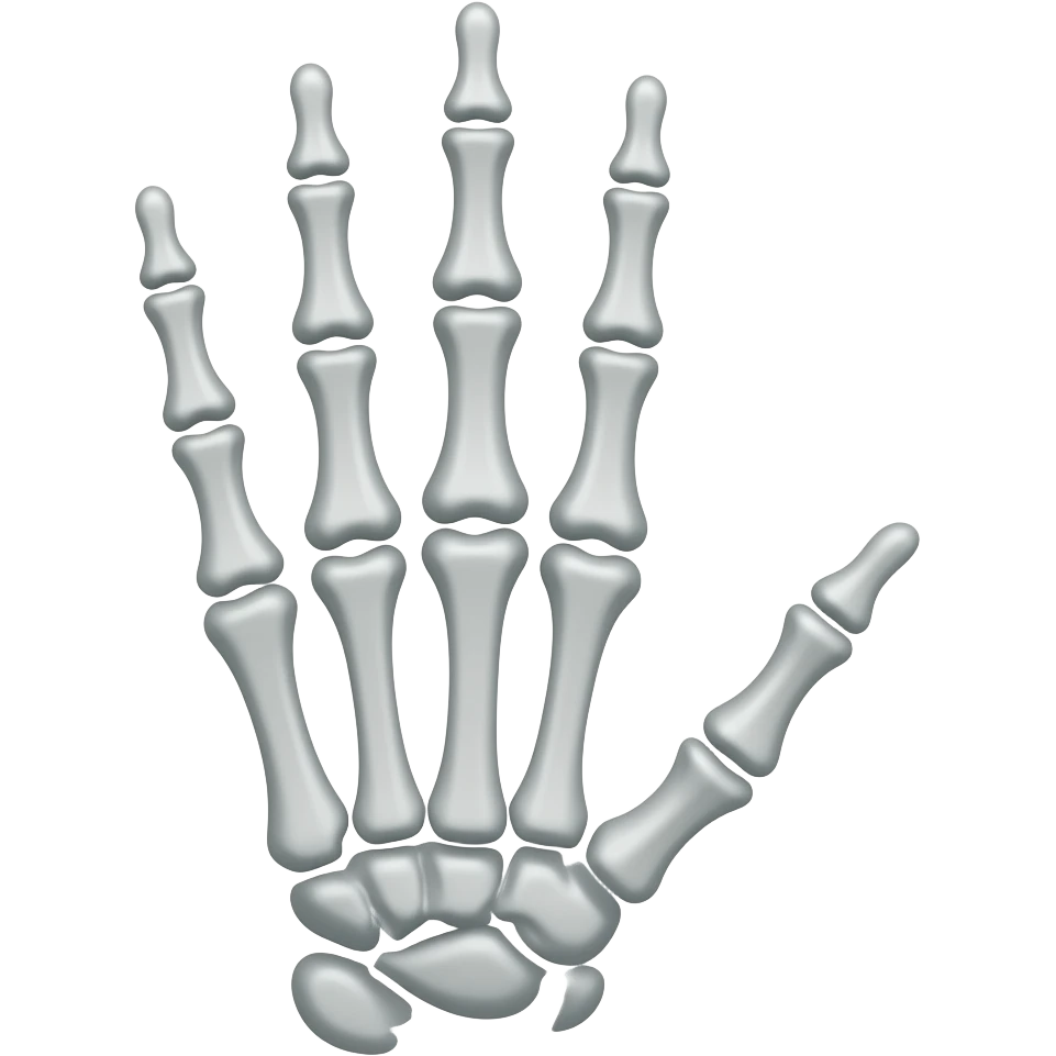 skeleton hand with 4 fingers and a thumb flipped emoji