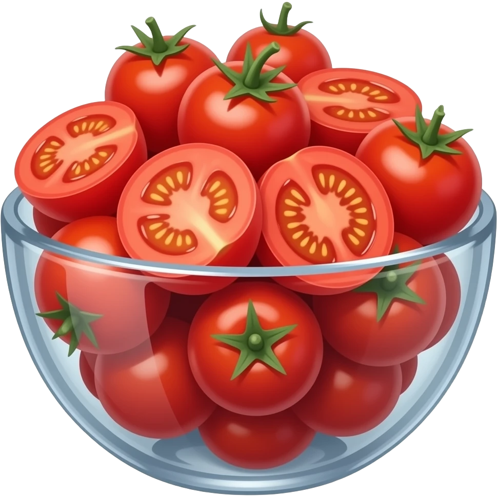 sliced cherry tomatoes in bowl emoji