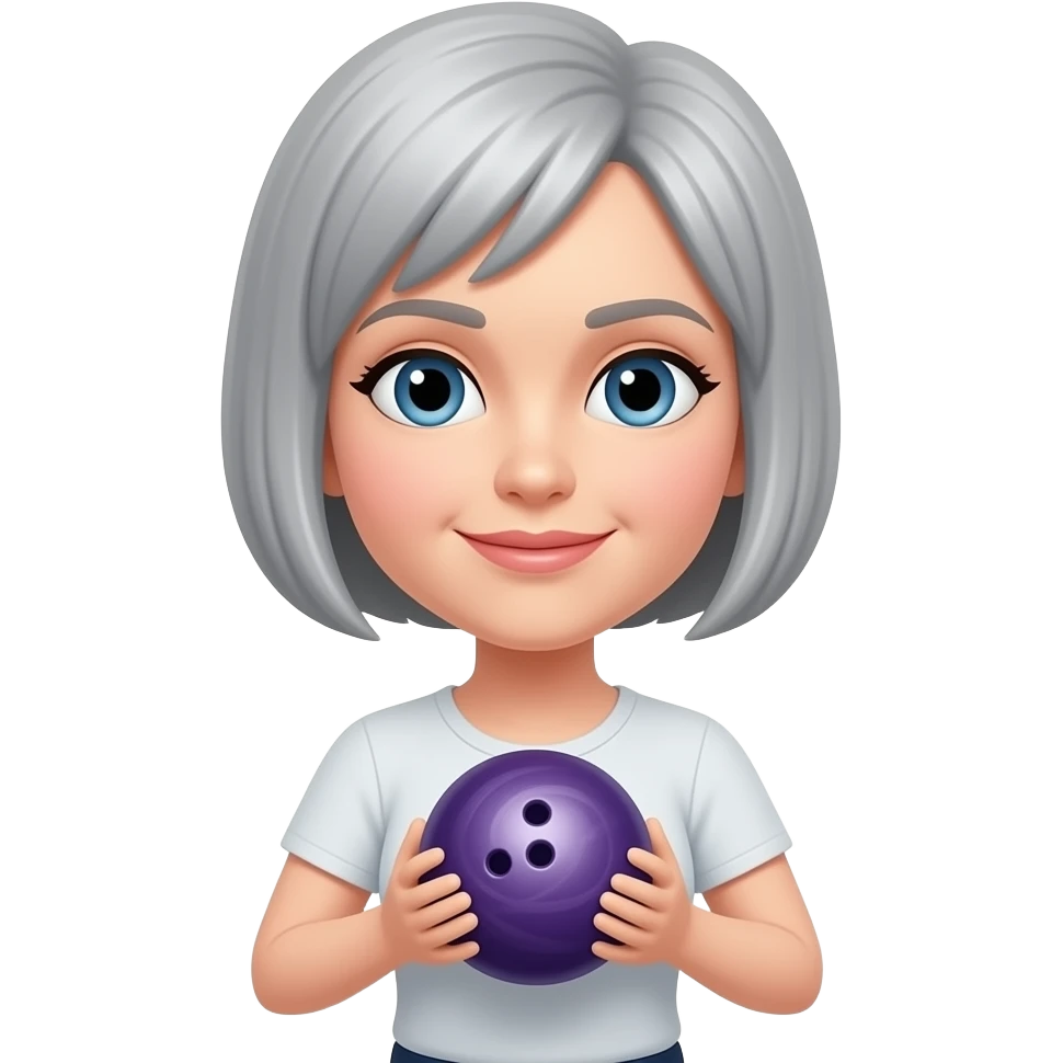 woman with short grey hair holding bowling ball emoji