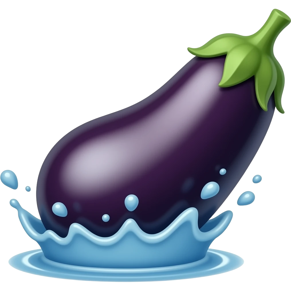 I want my emoji ting stick out with a eggplant and water splash emoji