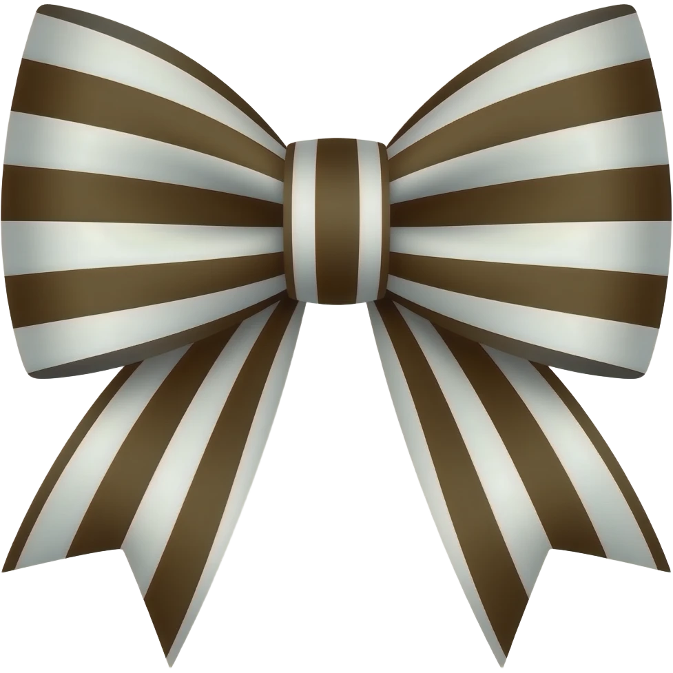 Dark brown and white striped bow emoji