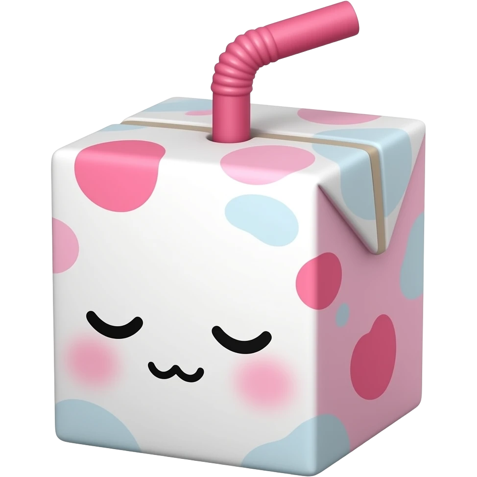 Sleepy kawaii juice box with a hot pink straw and zzz above the head emoji
