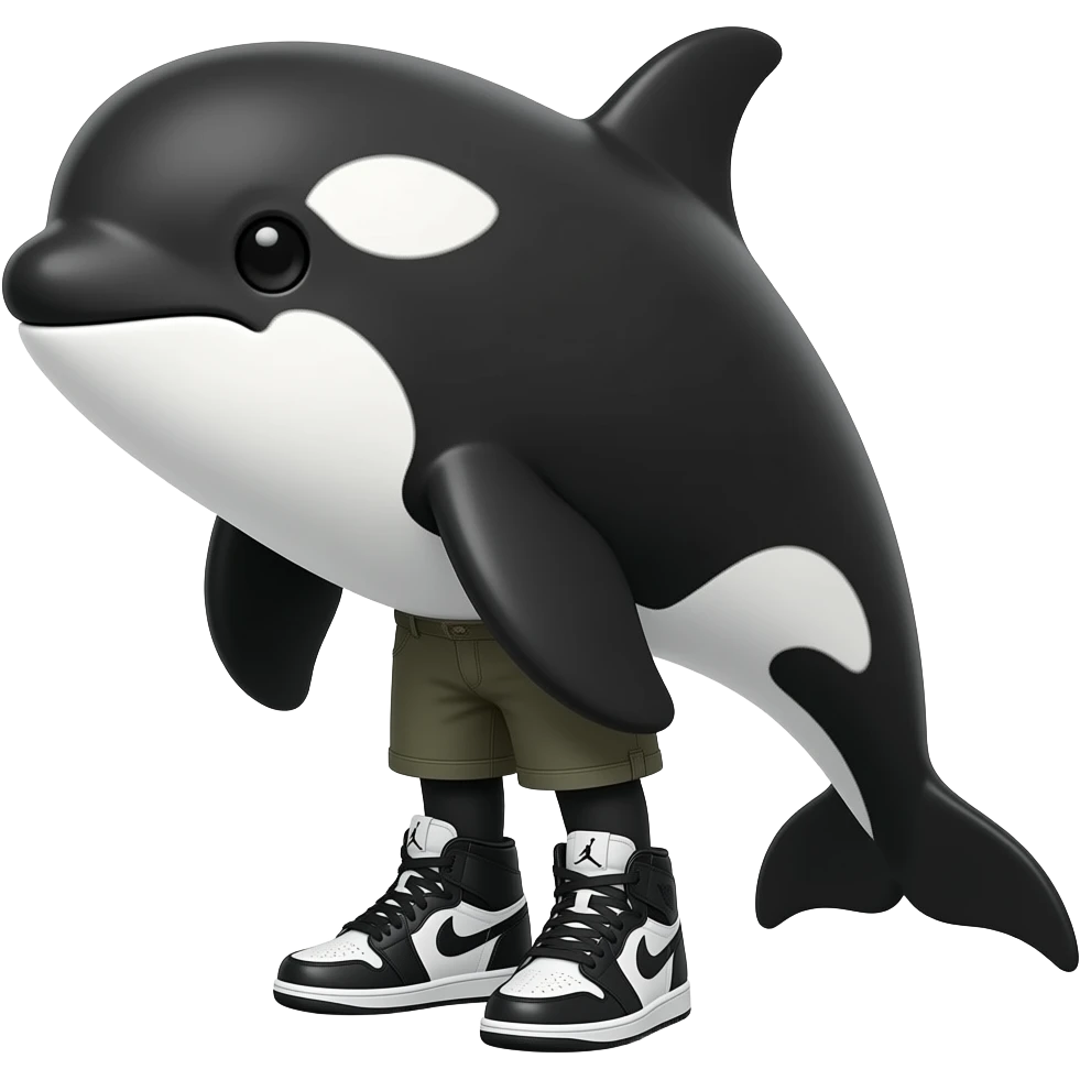 Make orca  wearing black Jordan shoes emoji