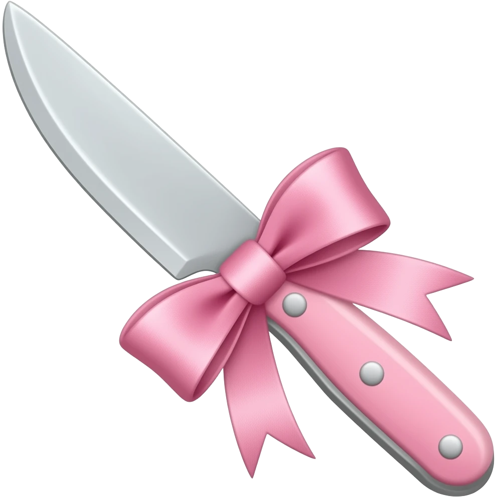 Pastel pink dainty neat cute edgy knife with a pastel pink ribbon emoji