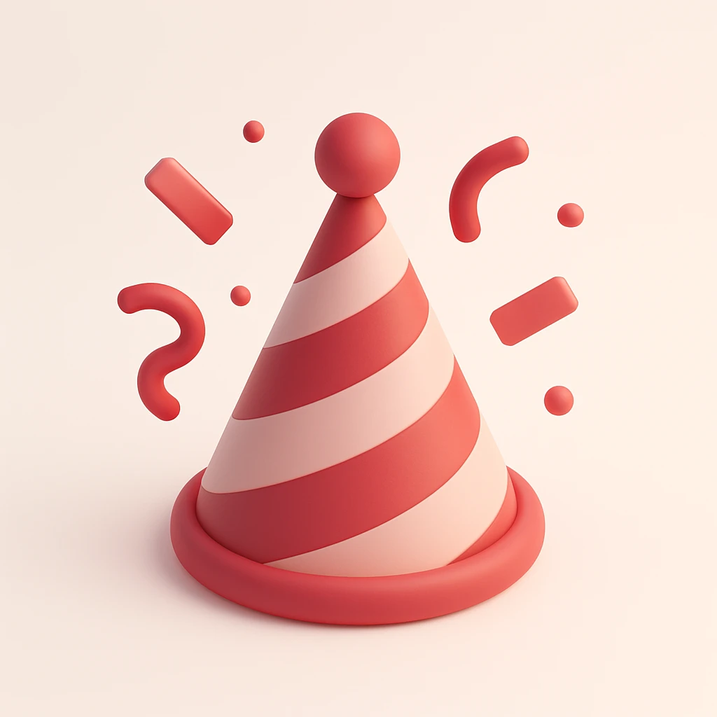party or celebration icon in red tones, festive style emoji