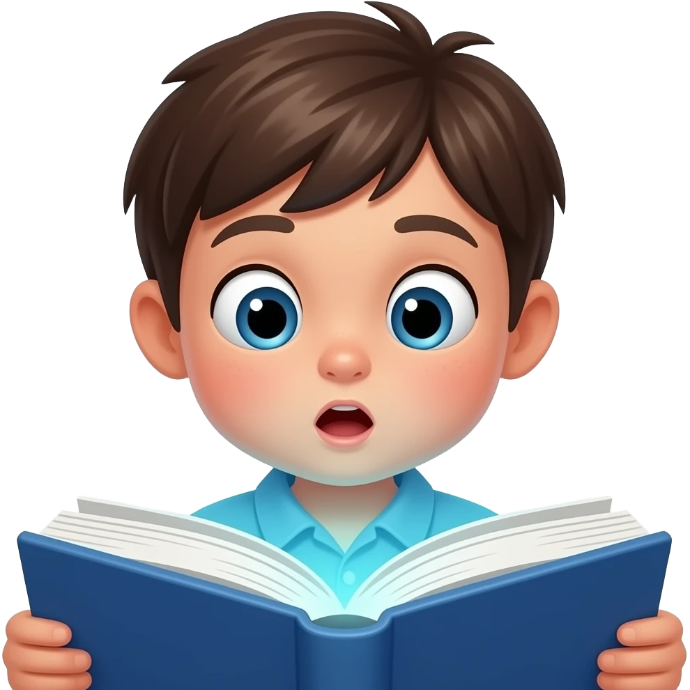 KID AMAZED EXPERSSION WHILE LOOKING AT A GLOWING BOOK emoji