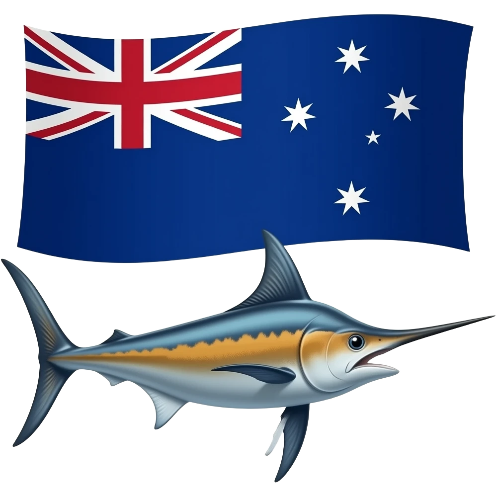 Marlin looking right with tokelau islands  flag behind emoji