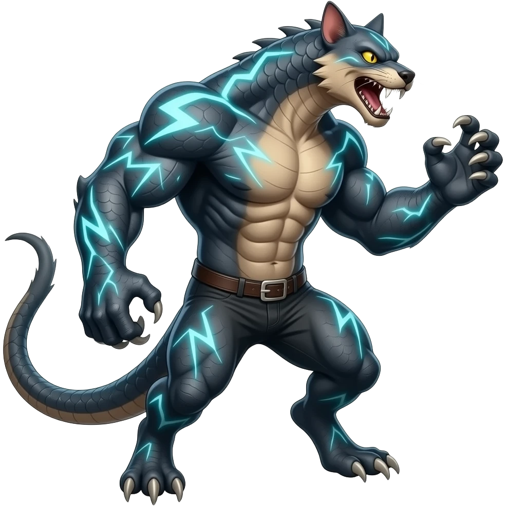 Feral four-legged Scaly Striking Slaying Badass Evil Handsome Lightning-patterned Zig- emoji