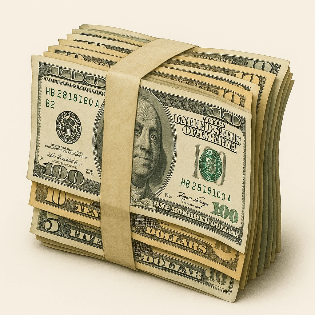 A bundle of dollars emoji
