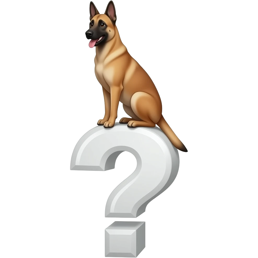 malinois dog over question mark emoji