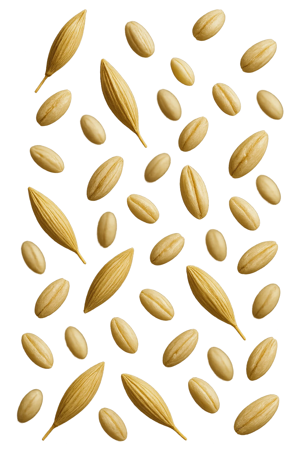 Avena e orzo FLUTTUANO IN ARIA, iperrealistico 4k emoji