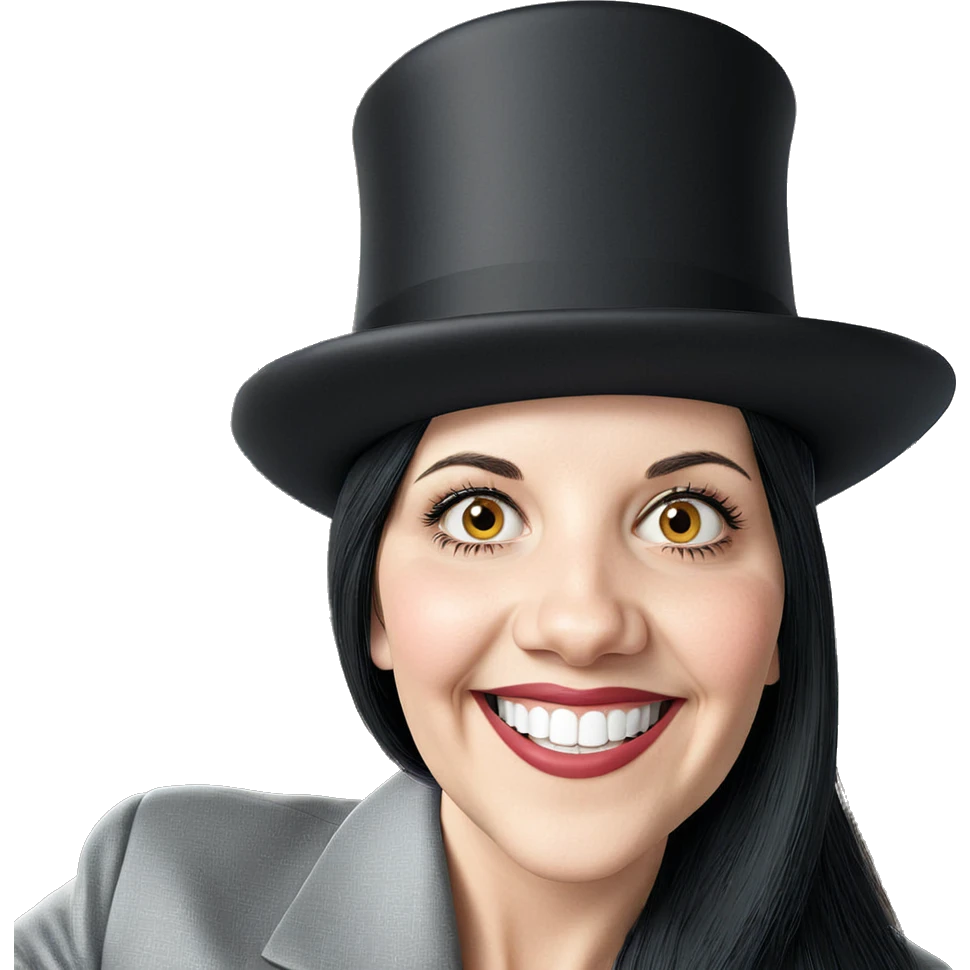 smiling girl in top hat emoji