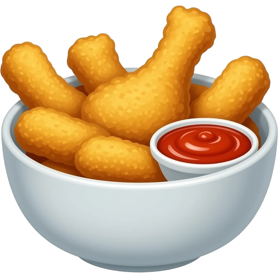chicken nuggets in bowl with sauce emoji