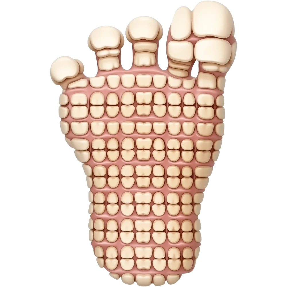 foot with skin made out of hundreds of teeth and gums emoji