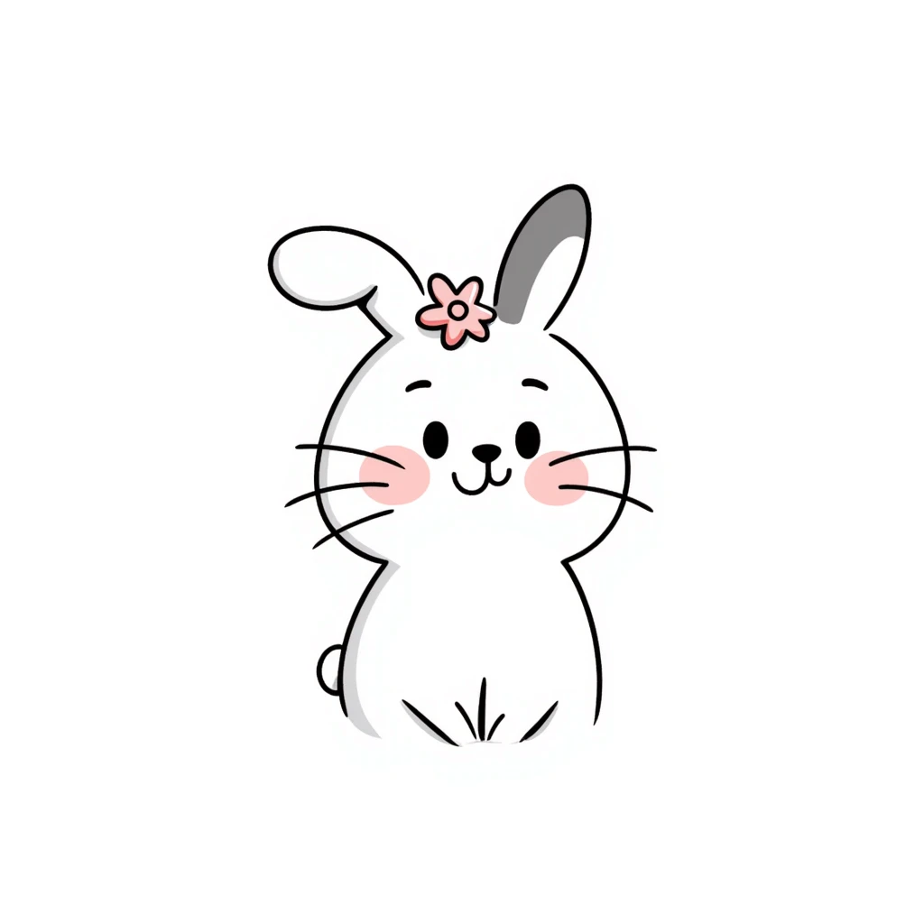 kawaii bunny with sparkly eyes and a huge smile, soft pastel colors, dreamy hand-drawn style emoji