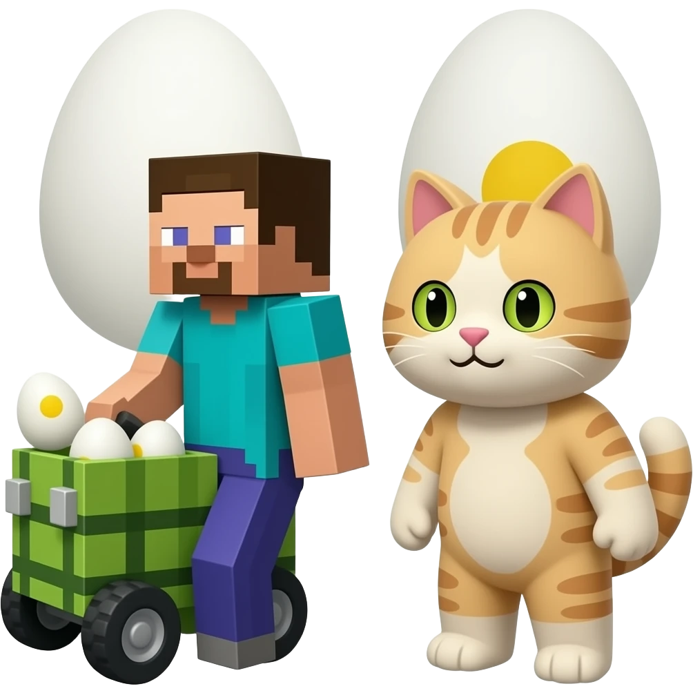 fait quelque chose de carret style minecraft ajoute un oeuf de pack et un chat emoji