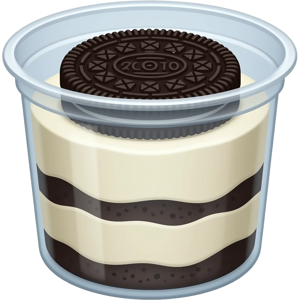 oreo cheese cake in a plastic transparent cup emoji