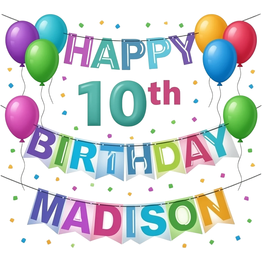 HAPPY 10TH BIRTHDAY MADISON BANNER emoji