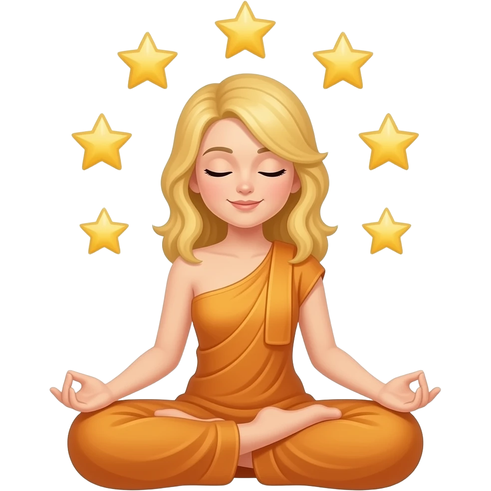 She should be blonde and have her eyes closed, like meditating, like a Buddha with stars in the background. emoji