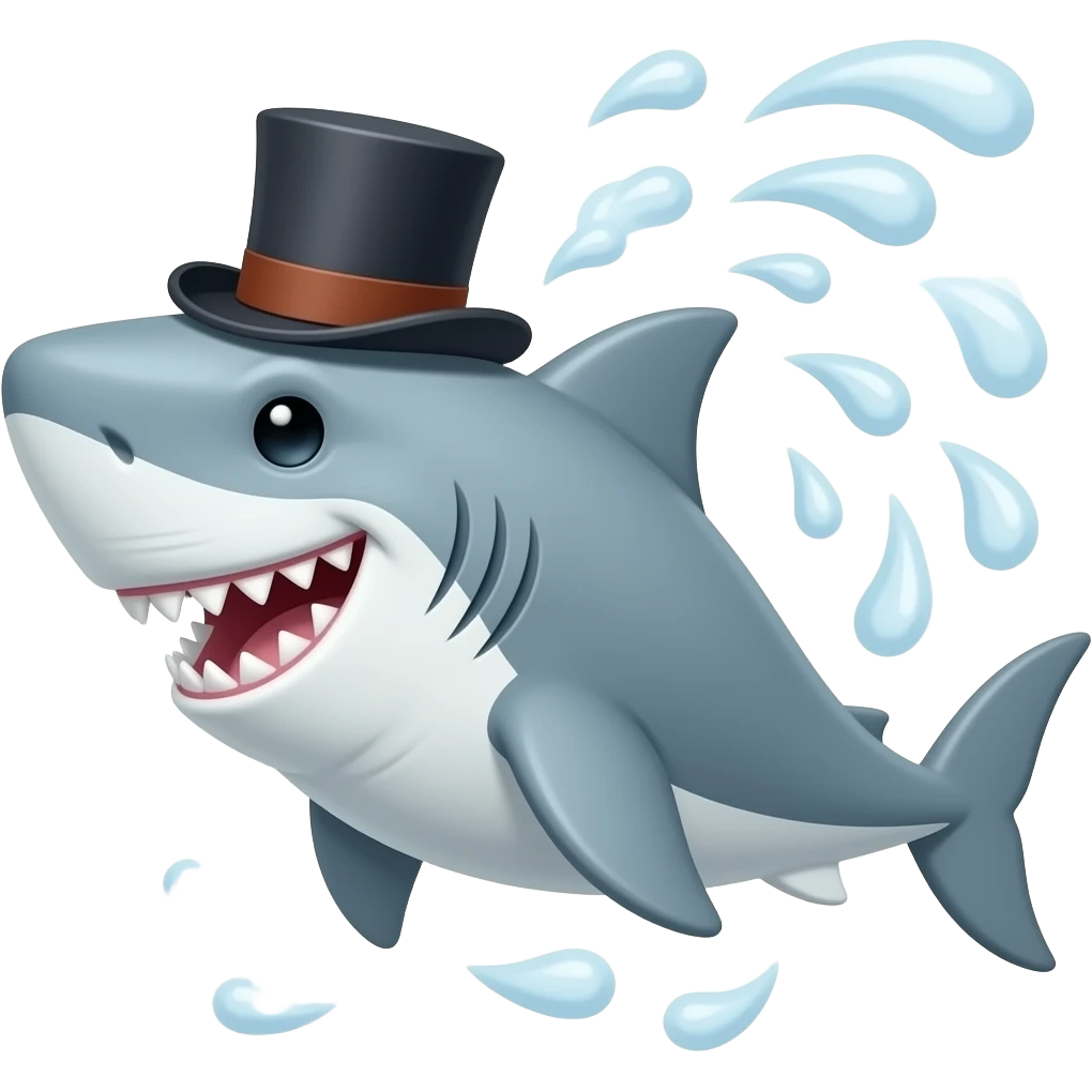 Shark with a top hat emoji