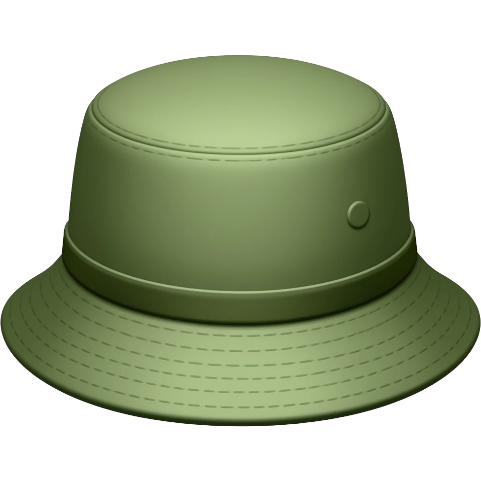 An olive green bucket hat emoji