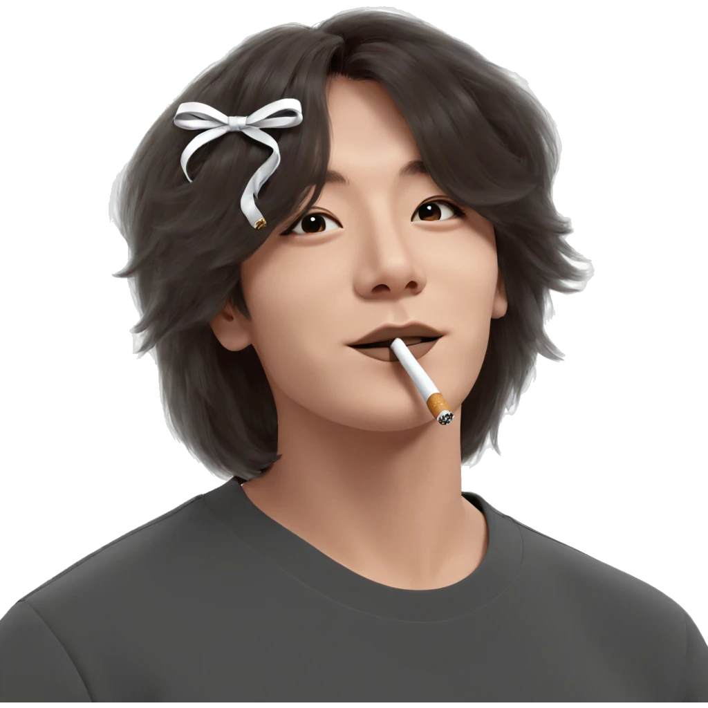girl with cigarette and ribbon emoji