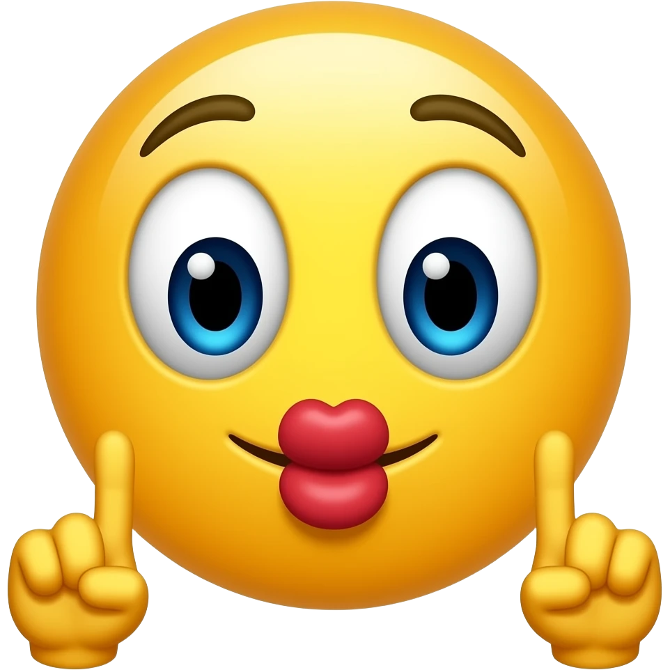 emoji yellow face alone giving a kiss and making two fingers with the na emoji