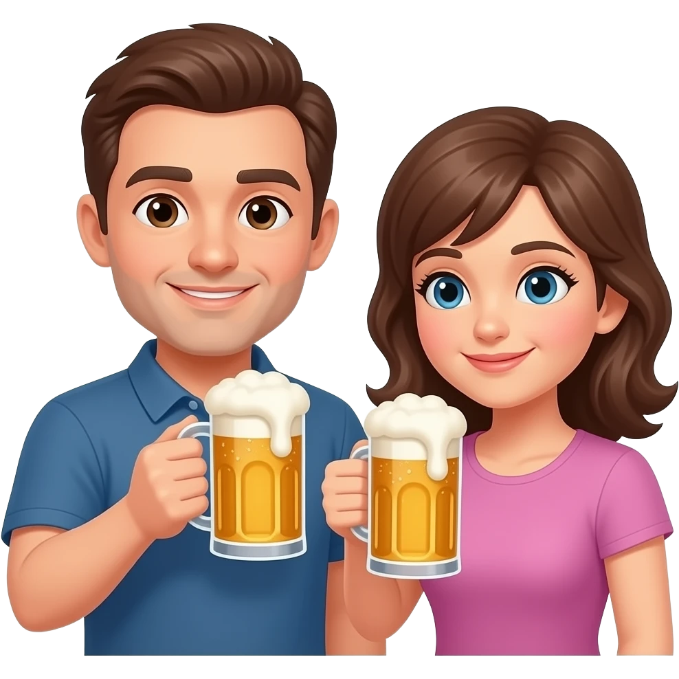 man and woman drinking beer emoji