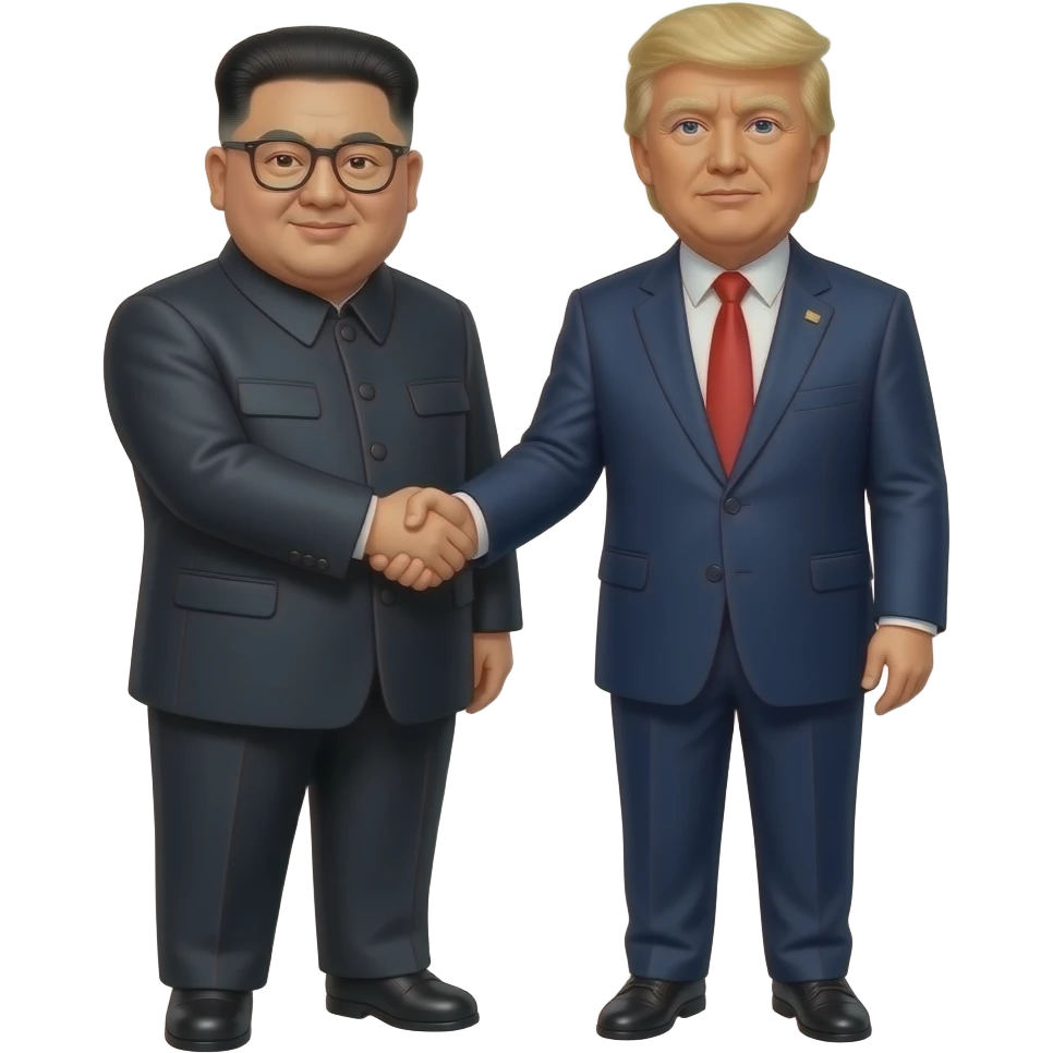 Macron,Kim-Jong-un-and-Trump-shaking-hands emoji