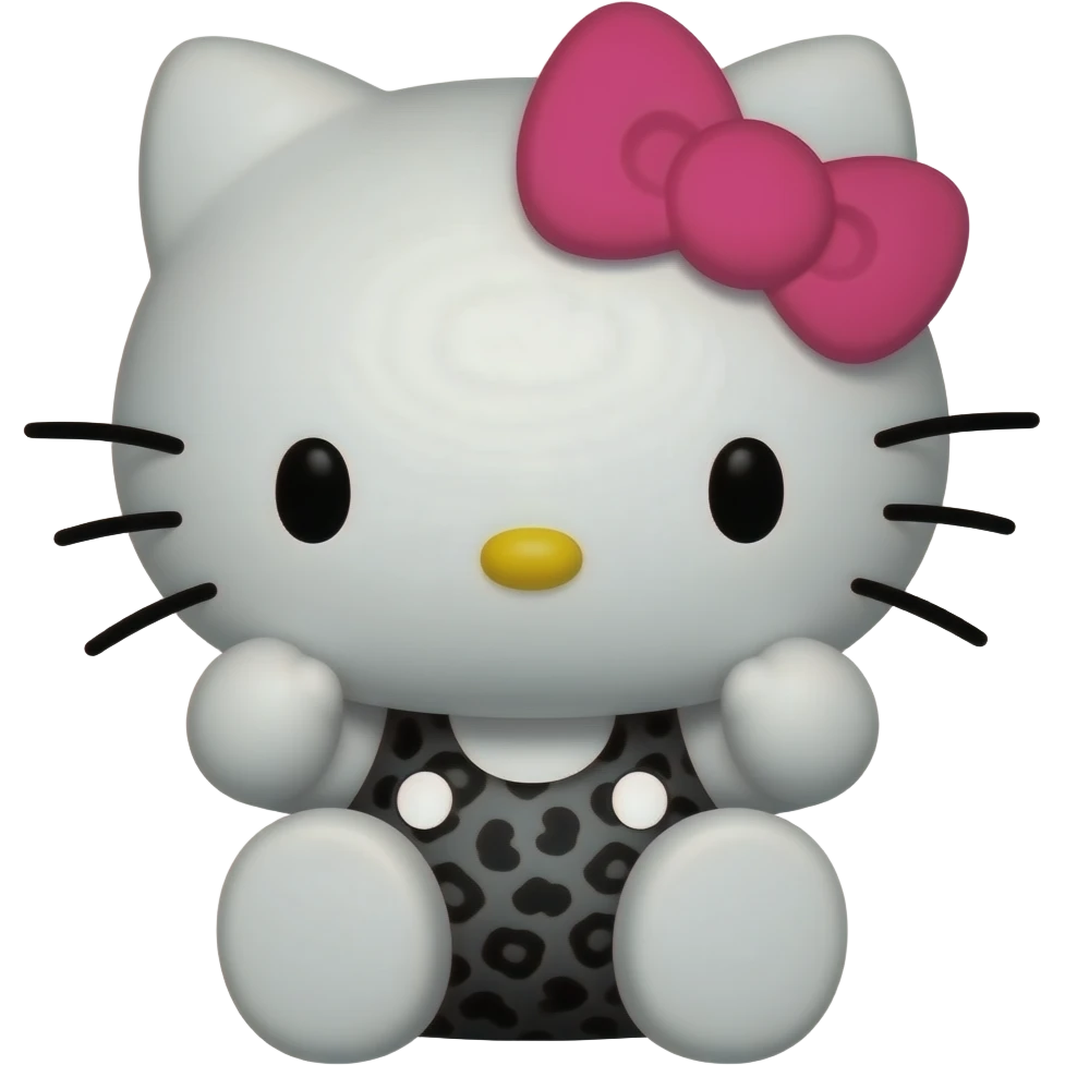 Hello Kitty head with two front paws and a bright pink bow with black cheetah print emoji
